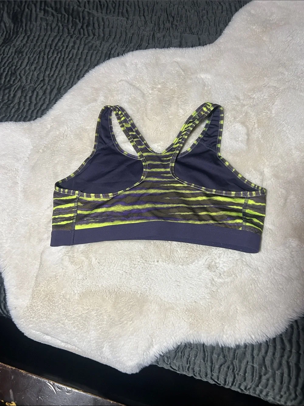 Nike Neon Green and Black Zebra Print Sports Bra